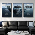 Large Framed Inspirational Wall Art for Office Decor, 3 Piece Modern Navy Blue Motivational Canvas Prints Artwork for Walls, Positive Quotes Pictures for Gym Home Office Library Wall Decor, 24x36 In