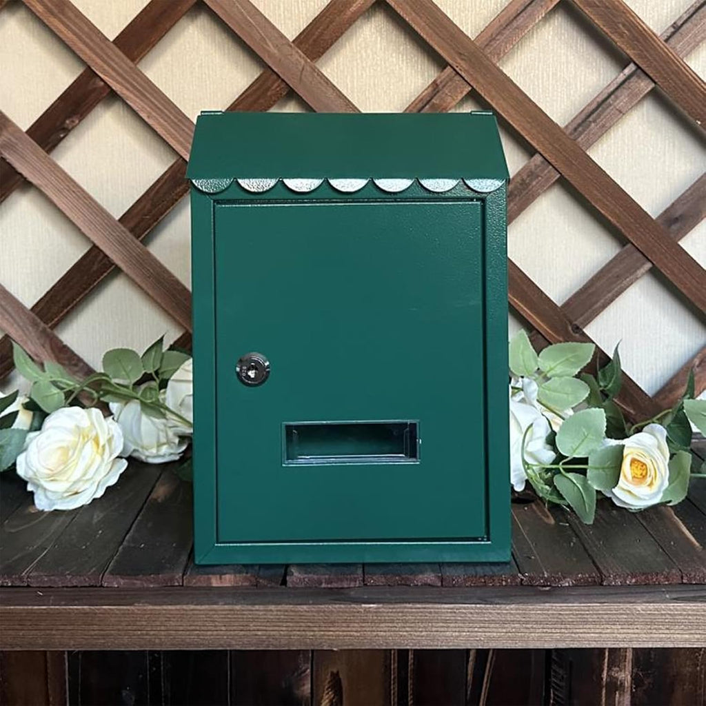 Wall Mount Mailbox Metal Mailbox, Mailboxes, Locking Mailbox, Wall Mount with Lock Mailboxes Hanging Post Box for Key Office Outdoor Garden