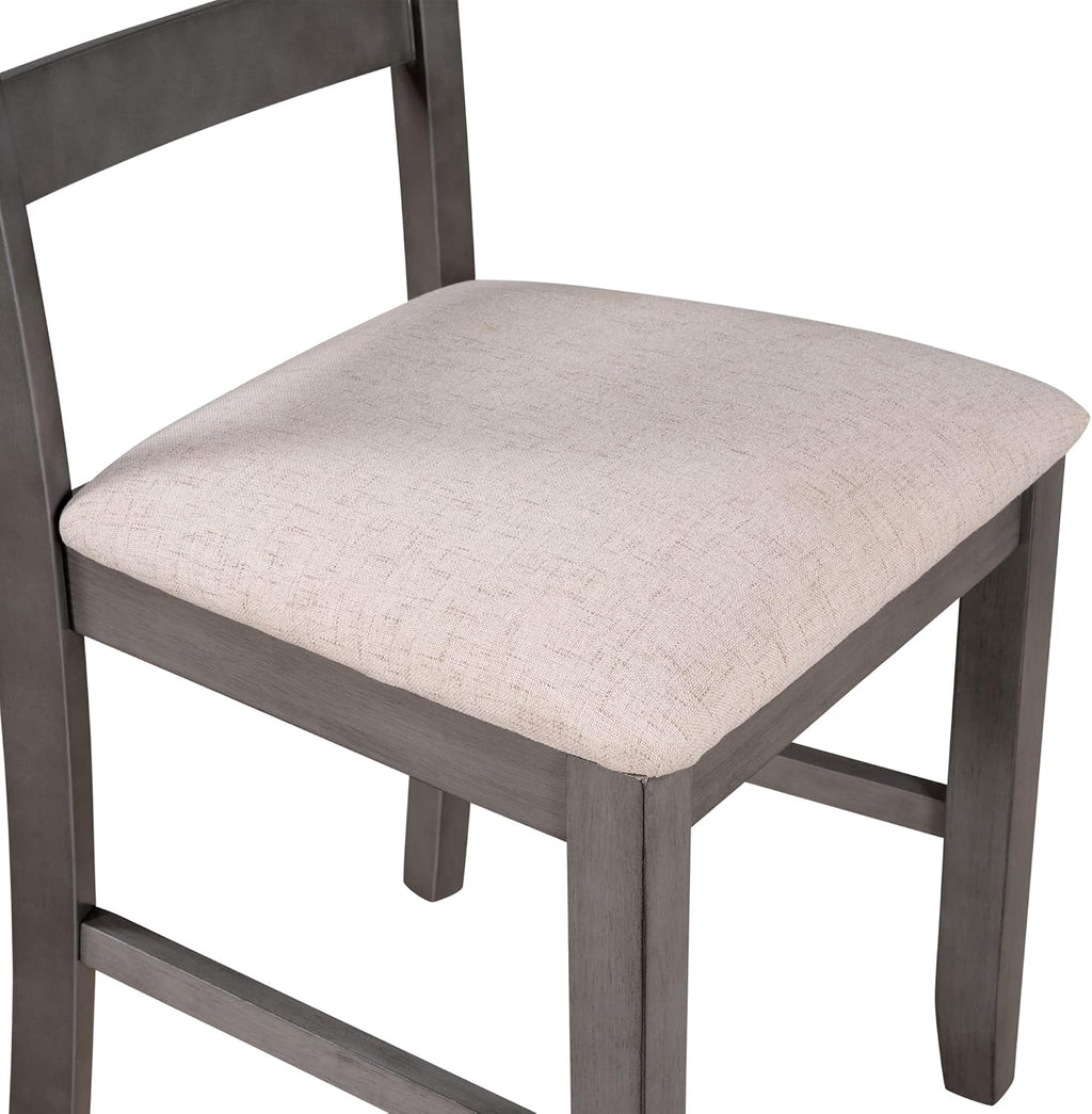 6 Piece Kitchen Dining Table Set with Rectangular Table and Comfortable Cushioned Seat, Farmhouse Rustic Wood Dining Room Set for 4-6 Persons, Dining Set for Family (Gray-1)