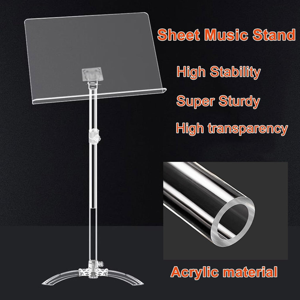 WORDFUN Adjustable Sheet Music Stand, Violin Guitar Music Stand, Acrylic Material, Orchestral Music Stand, 91-141cm Can Be Lifted, for Instrumental Performance, Reading