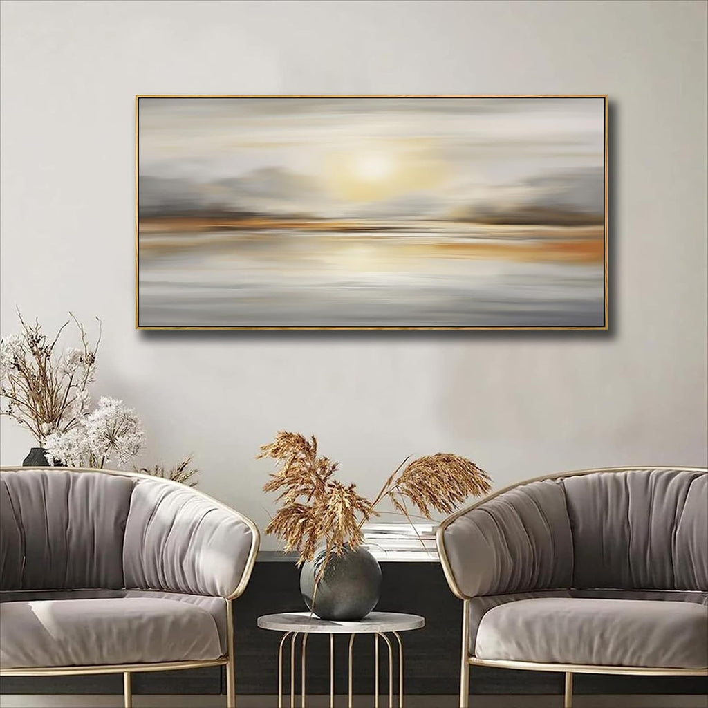 Framed Wall Art Abstract Seascape Canvas Printing Wall Decor Artwork for Living Room Bedroom Dining Room Home Office Decor 24'x48'
