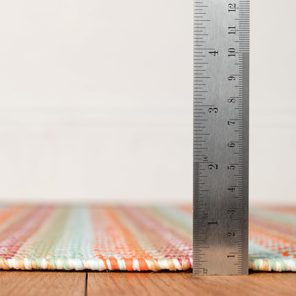 Dash & Albert Candy Stripe Multi Handwoven Indoor/Outdoor Rug, 9.5 X 13.5 Feet, Multicolored Stripe Pattern - Premium Luxury Hotel Quality Soft Breathable Hypoallergenic Machine Washable Easy Care