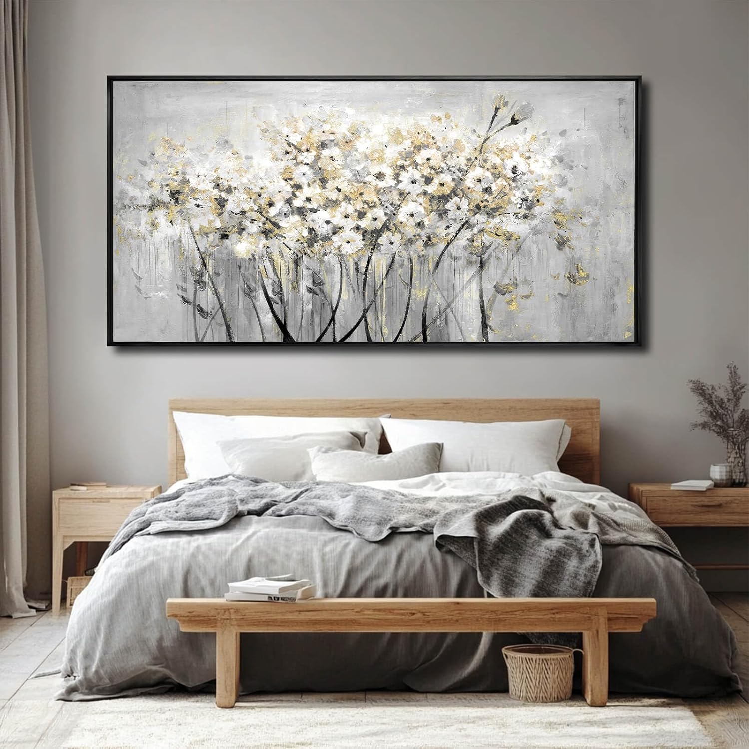 VAYIMDH Green Wall Art Flowers Wall Decor Floral Paintings Extra Large Artwork Arts Nature Pictures for Home Office 36'x70'