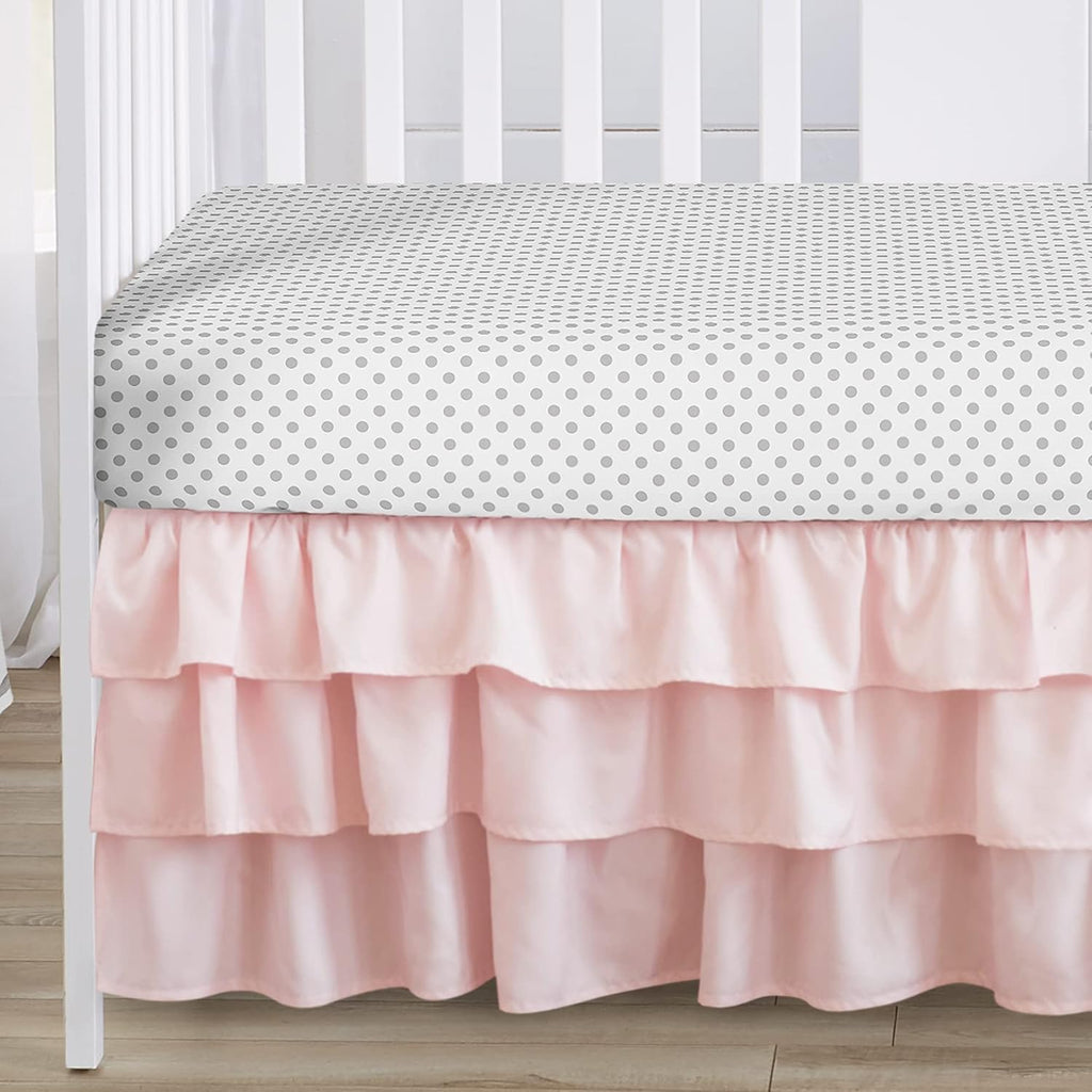 Sweet Jojo Designs 6-Piece Baby Crib Bedding Set (Pink/Grey Boho Floral) for Girls, Infants/Nursery incl. Blanket, Fitted Sheet, Skirt, BreathableBaby Breathable Mesh Crib Liner (Watercolor Polka Dot)