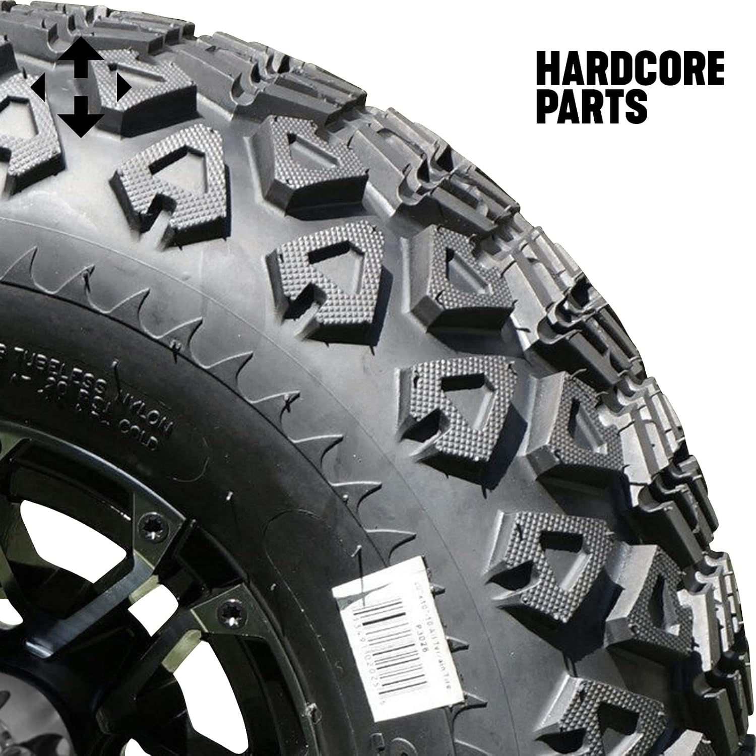 Hardcore Parts 4' Drop Axle Lift Kit for EZGO Marathon (1975-1993) Electric Golf Cart with 10' Machined/Black 'Lancer' Wheels and 20'x10'-10' DOT rated All-Terrain tires