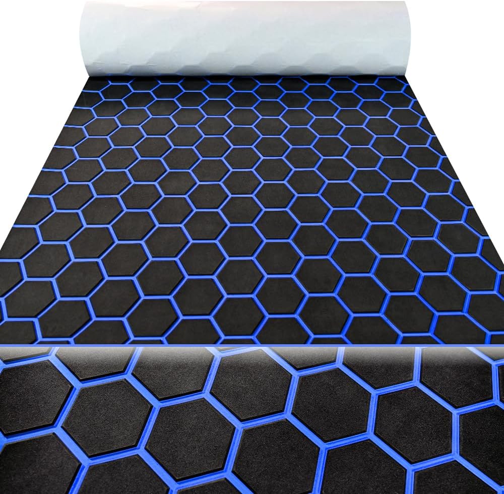 43.31' /37.7' New Hexagon EVA Self-Adhesive Boat Flooring and Decorative Fish for Yacht Pool Boat Flooring Sheet Thick Non-Skid mat