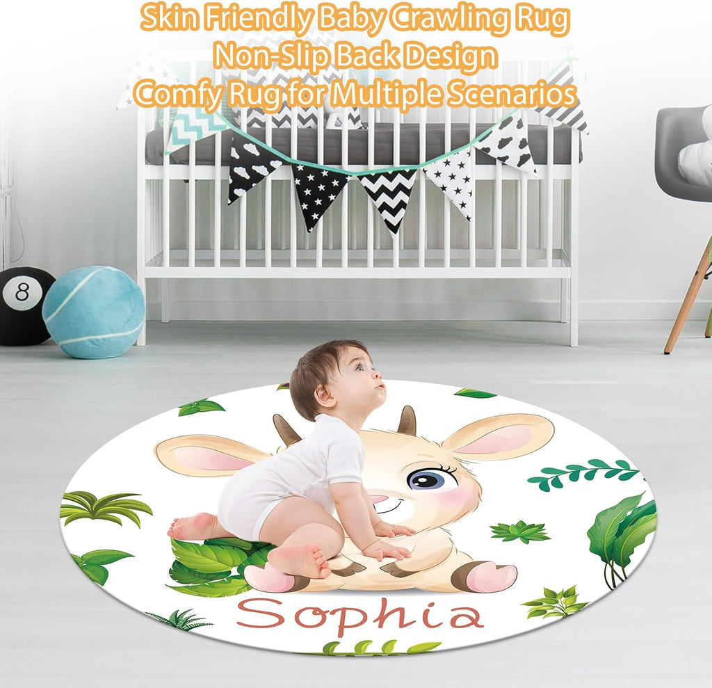 Custom Baby Crib Bedding Set - 5 Piece Nursery Crib Set Woodland Animals Design - Personalized Name Blanket with Dotted Backing, Crib Sheet, Changing Pad Cover, Pillow Cover, Rug for Newborns Color04