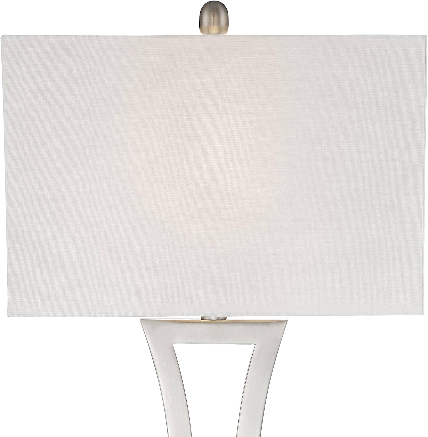 360 Lighting Roxie 31' Tall Large Modern End Table Lamps Set of 2 with Smart Sockets Brushed Nickel Finish Sculptural Metal Living Room Bedroom Bedside Nightstand House Office Off-White Shade