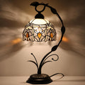 Tiffany Lamp Stained Glass Table Lamp Metal Leaf Base 8X10X19 Inch Reading Desk Light (Crystal Style)