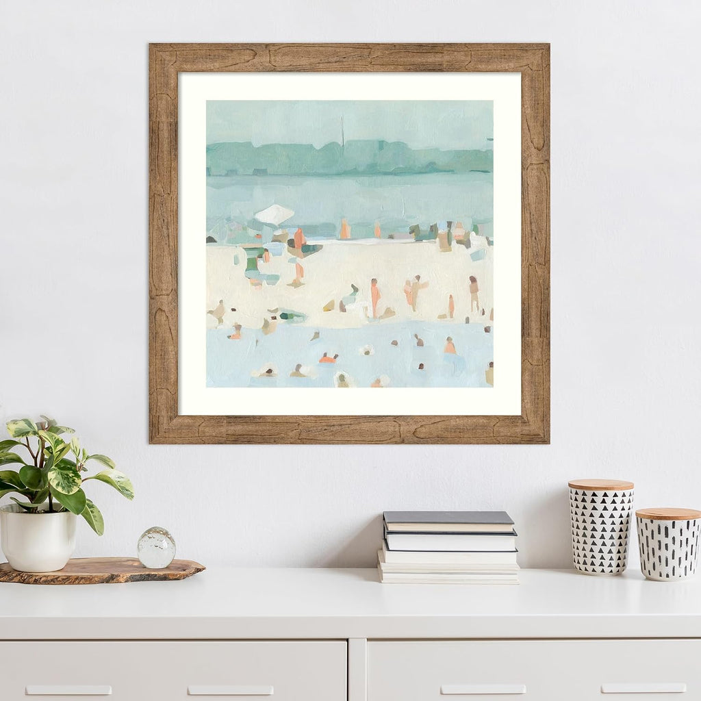 Amanti Art Framed Wall Art Print 28x28 Sea Glass Sandbar I by Emma Scarvey, Abstract Wall Art, Coastal Decor, Medium Poster Painting Artwork for Living Room, Bedroom, Bathroom, Kitchen, Office or
