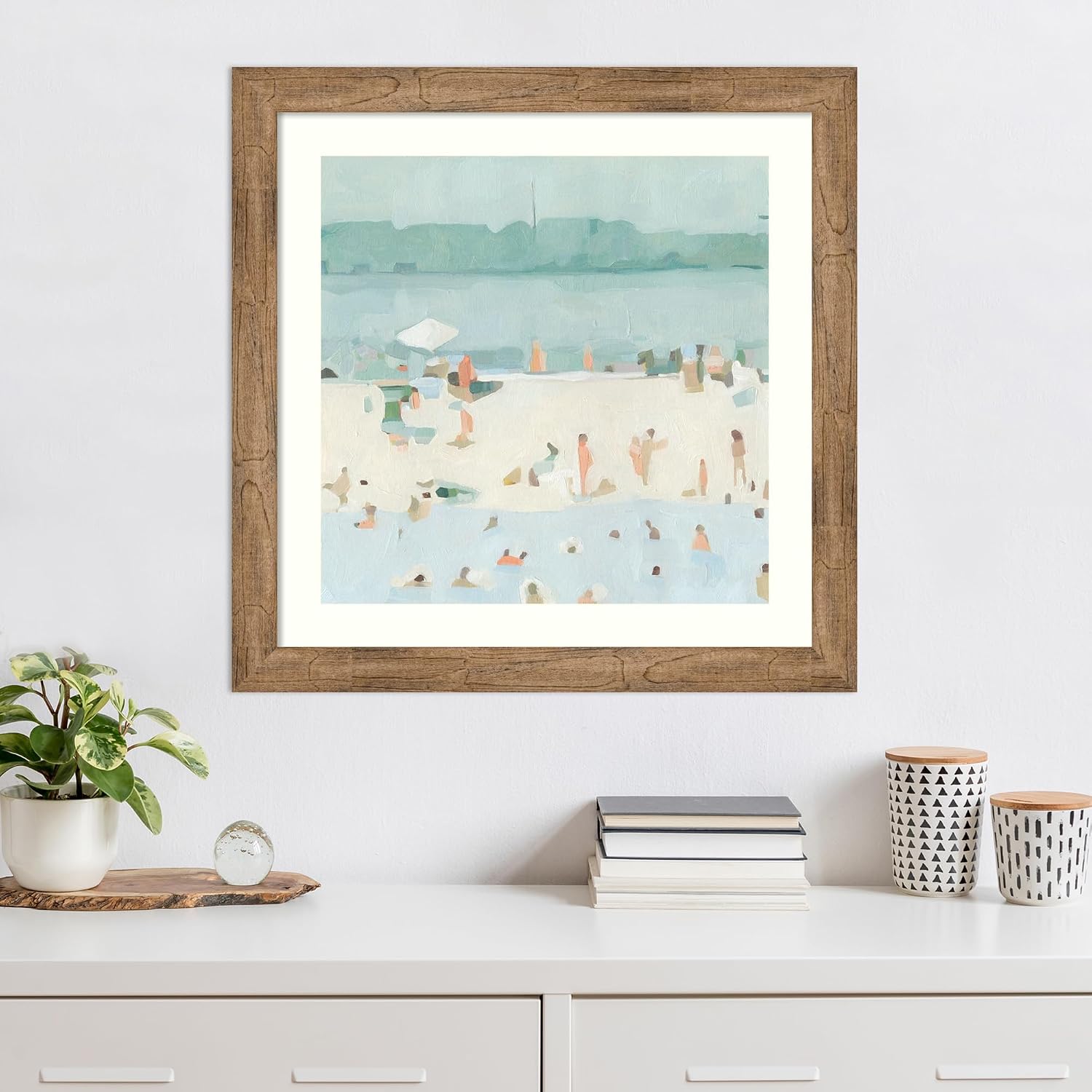 Amanti Art Framed Wall Art Print 28x28 Sea Glass Sandbar I by Emma Scarvey, Abstract Wall Art, Coastal Decor, Medium Poster Painting Artwork for Living Room, Bedroom, Bathroom, Kitchen, Office or