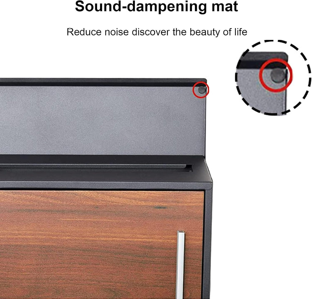 Wall Mounted Mailbox with Brushed Finish, Aluminum Handle, Noise-Reducing Pad, Folded Rain Protection Design, Wall Mounted Metal Mailbox with Lock for Home(Walnut,36X33X12CM_Key)