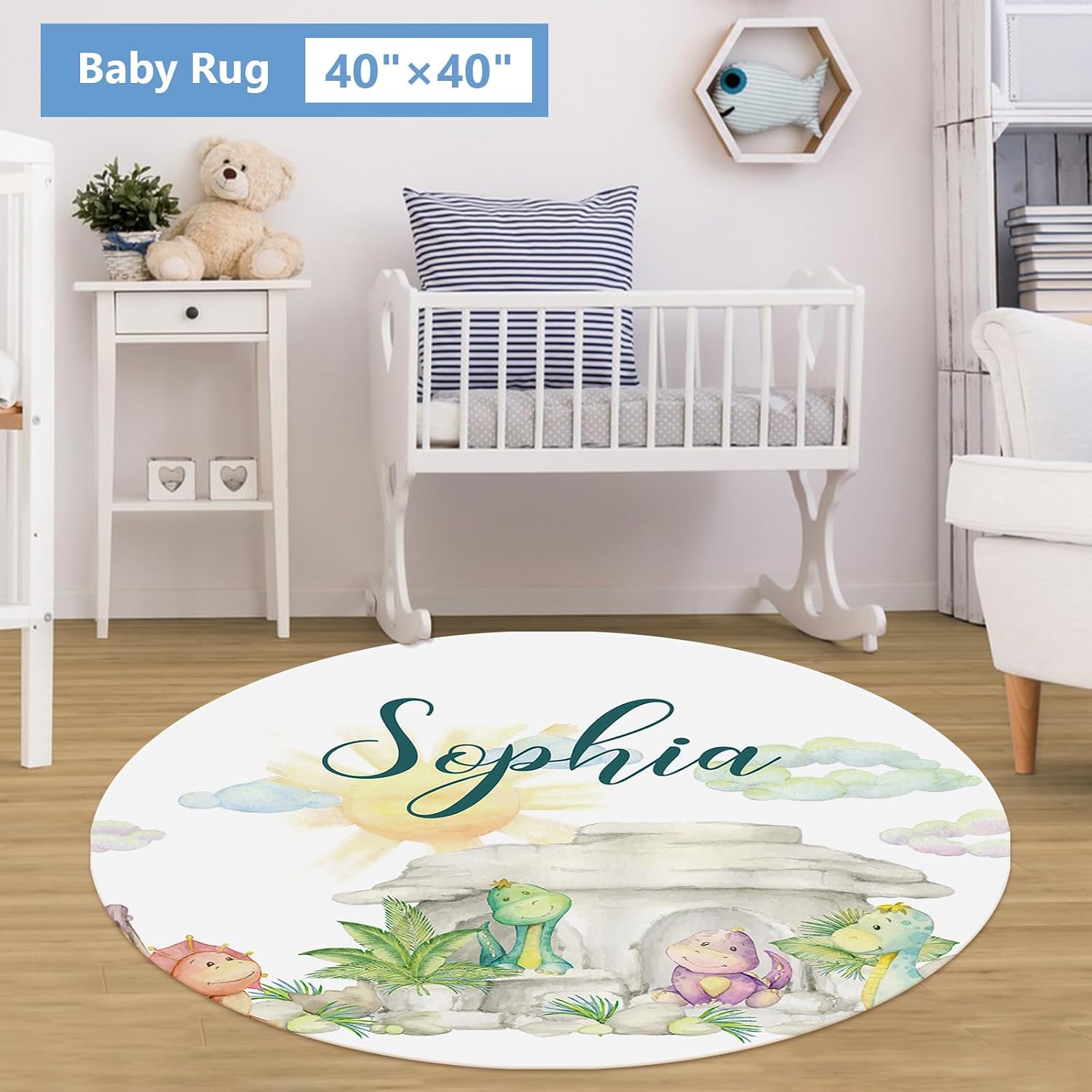 KAINSY Personalized Baby Crib Bedding Set, 5 Pcs Custom Set With Name, Soft Double Layer Nursery Bedding, Flannel Dinosaur Set for Boys, Toddlers Newborns Customized Gift