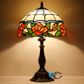 Tiffany Lamp Touch Control Table Lamp Red Rose Flower Style Stained Glass Desk Lamp 12X12X19 Inches Reading Light