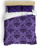 Prime Leader California King 4 PCS Bedding Duvet Cover Set Halloween Haunted Ghost House Mansion Spider Soft Cozy All Season Bed Sheet Set, 1 Duvet Cover 1 Sheet and 2 Pillowcases (No Comforter)
