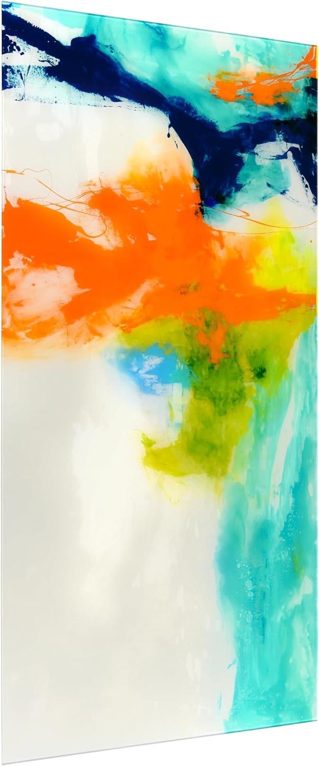 Empire Art Direct TMP-108453-2448 Tidal Abstract 1 Frameless Free Floating Tempered Glass Panel Graphic Wall Art, 48' x 24' x 0.2', Ready to Hang