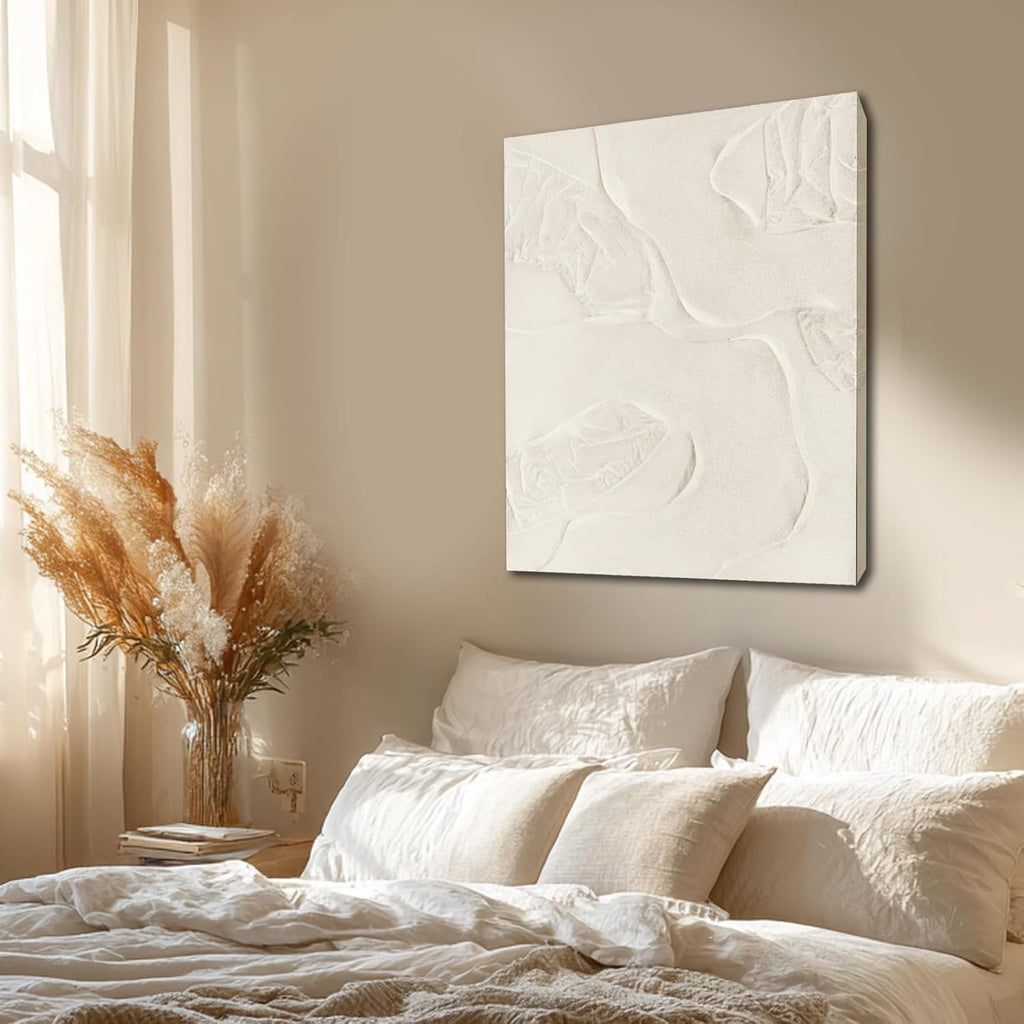CHUDANHAO Abstract Hand Painted Wall Art Beige Wall Decor Line Hanging Art 32'x40' Large Artwork for Living Room Office Decorations