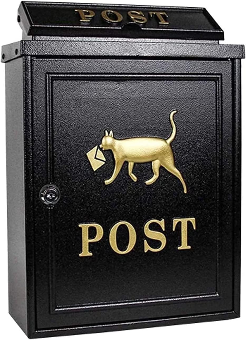 Suggestion Box Safe Lock Box Ballot Box Donation Box Lockable Letter Box Mailbox Large Retro Mailbox/Post Box/Metal Furnished Letterbox Parcel Box Drop Box (Color : Black)