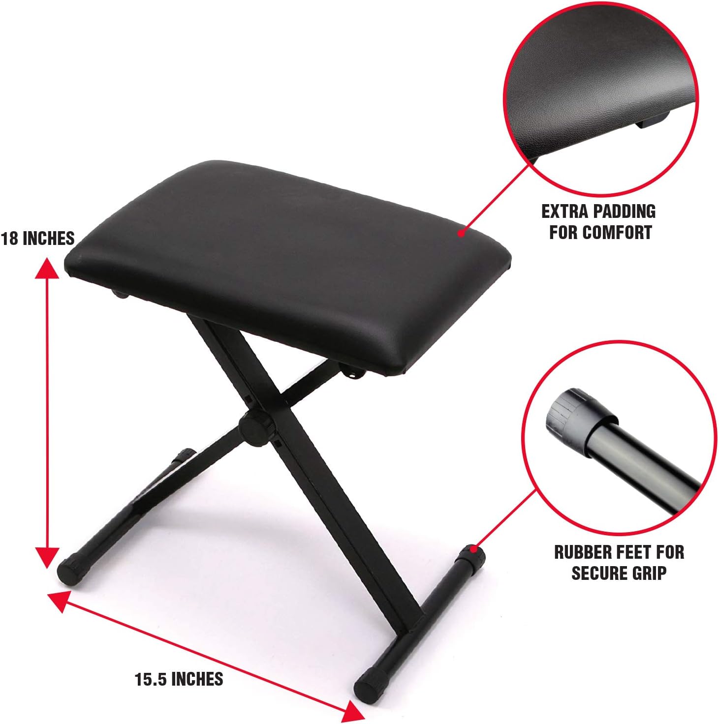 RockJam 61-Key Keyboard Piano Kit with Stand, Stool, Headphones, Keynote Stickers & Lessons