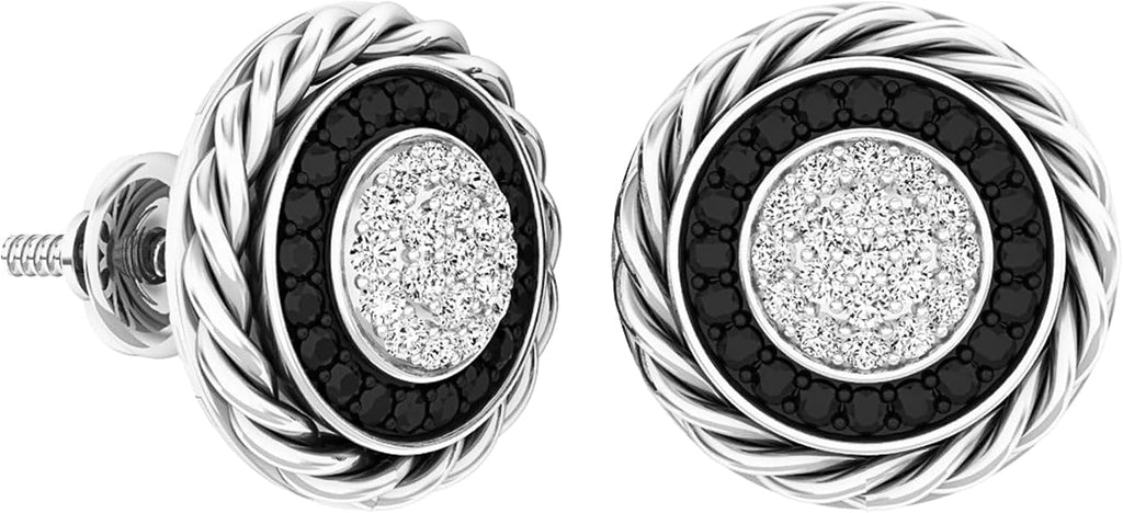 Dazzlingrock Collection 0.25 Ctw Round Black & White Natural Diamond Ladies Stud Earrings 1/4 CT, Sterling Silver