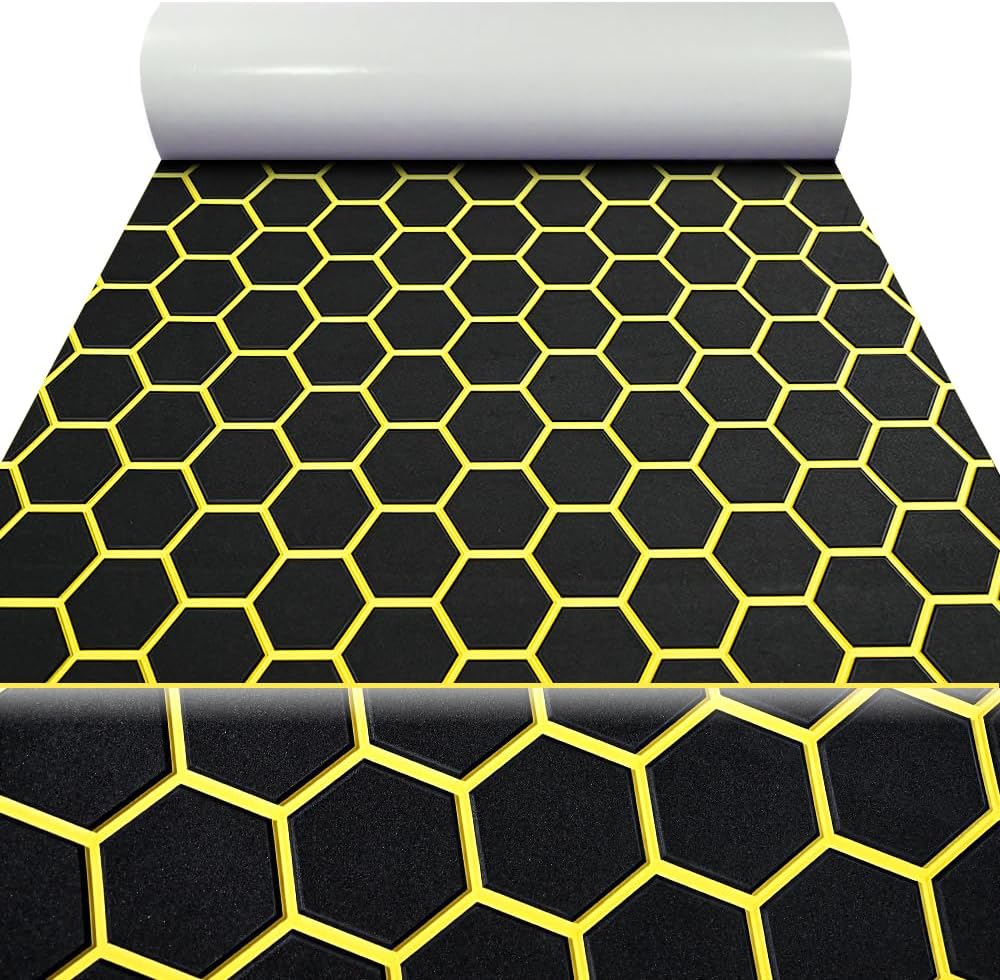 43.31' /37.7' New Hexagon EVA Self-Adhesive Boat Flooring and Decorative Fish for Yacht Pool Boat Flooring Sheet Thick Non-Skid mat