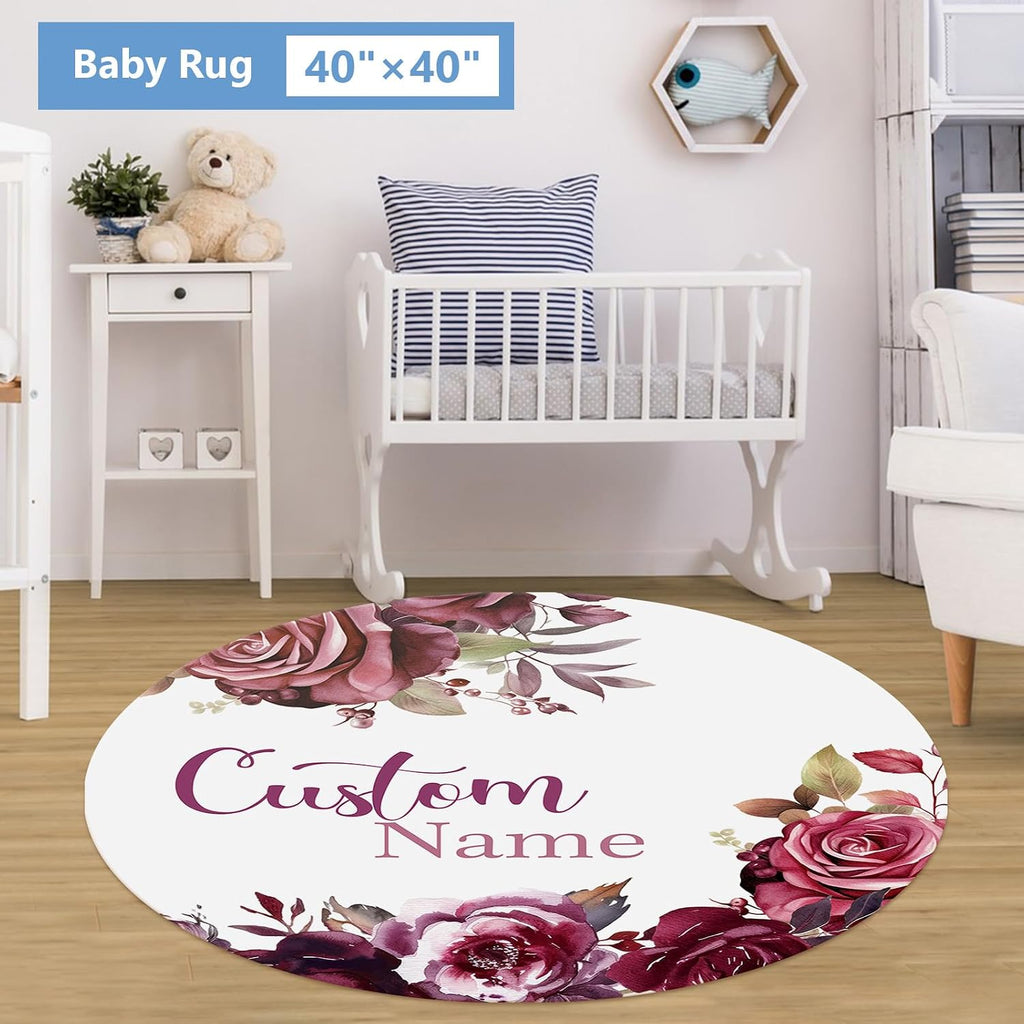 KAINSY Personalized Crib Bedding Set for Girls, 5 Pcs Nursery Bedding Crib Sets, Soft Custom Flowers Baby Crib Set with Name, Double Layer Baby Bedding Set Customized Gifts for Infants Toddlers Kids