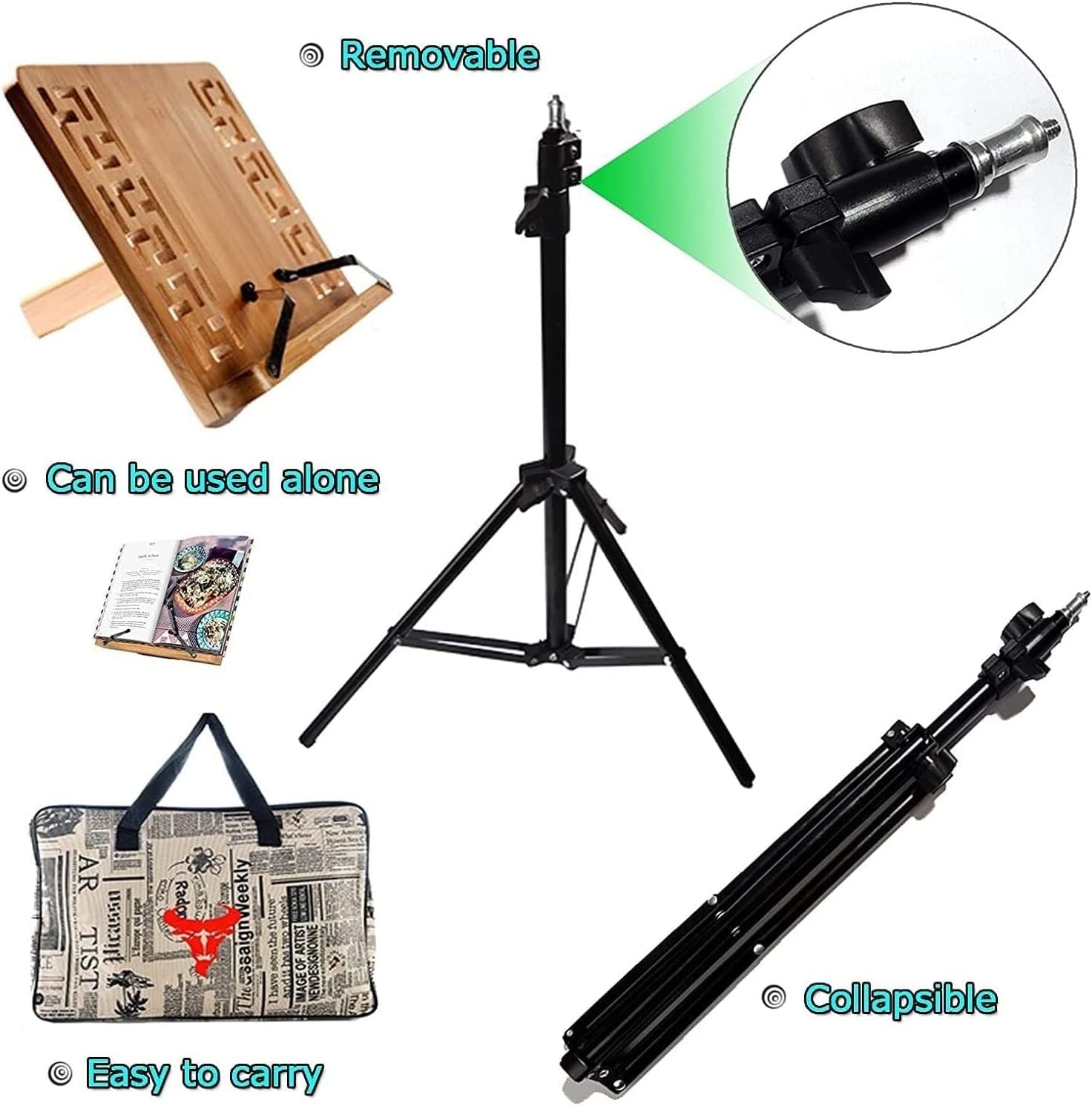 Solid Wood Music Stands Adjustable Height Folding Music Holder with Tripod Base for Guitar Violin Sheet Music Stands (A 28x38cm)