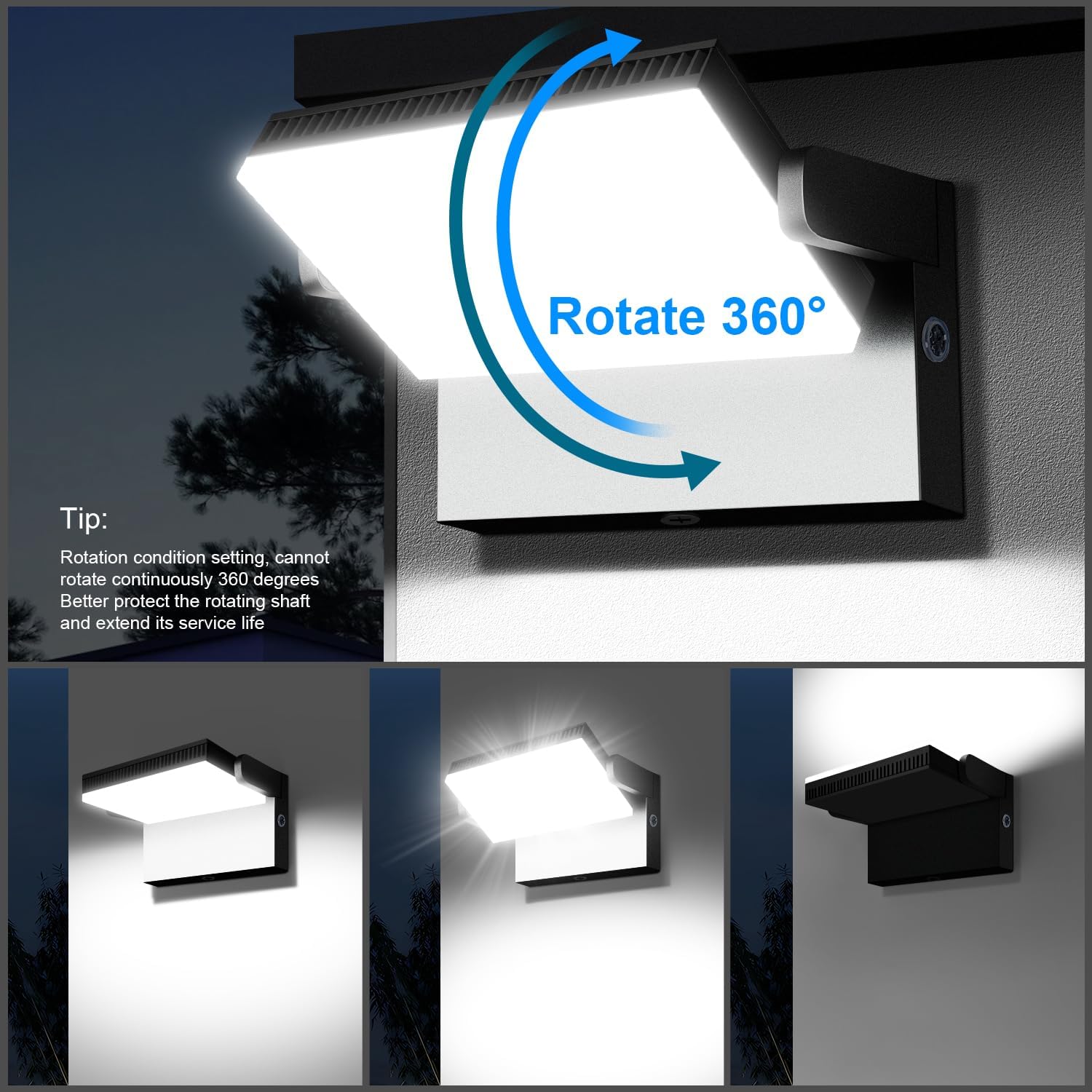 Modern Sleek Flood Lights Outdoor, 120W 5000K Dusk-to-Dawn Photocell with 360° Rotation, 18000LM IP65 Waterproof LED Security Wall Pack for Building,Yard,Driveway (4 Pack)