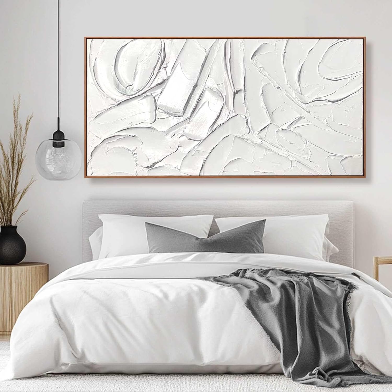 XIANSHOU White Wall Art For Living Room Extra Large Wall Decor Abstract Paintings Modern Artwork Pictures Arts 36'x70'