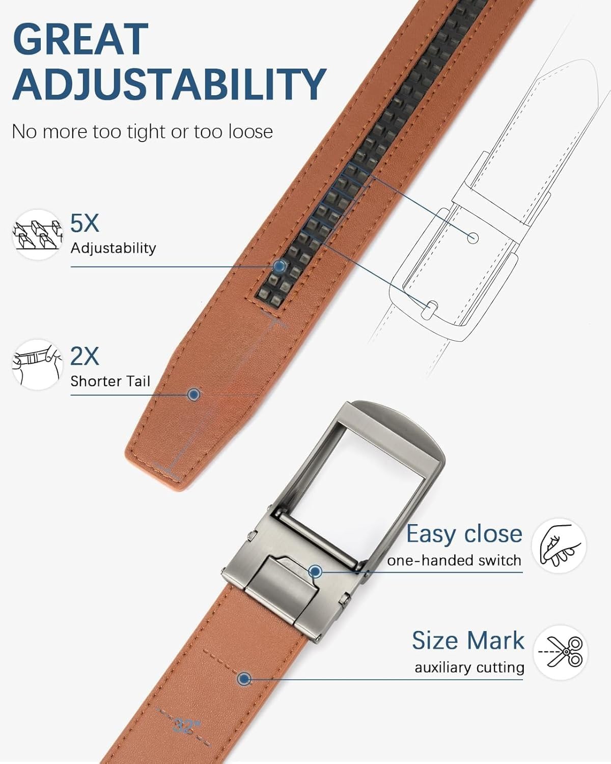 Executive Reversible Genuine Leather Belt Men 1 3/8' Golf Dress Casual Two-in-One Gift Box.