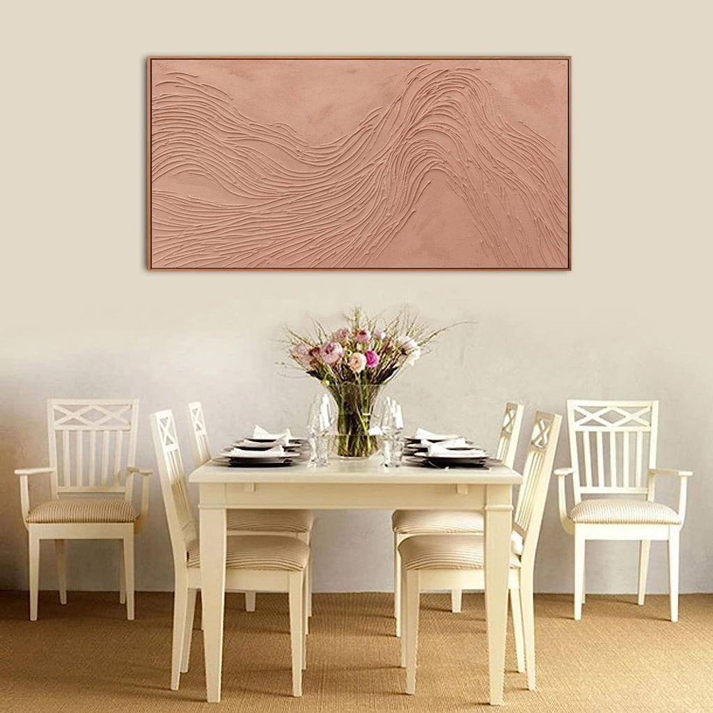 Canvas wall Art Wall Decor Bedroom Pictures Wall Decoration Artwork Abstract Wall Art Hand Painted Reddish Brown Variational Texture Minimalist Modern Art large Modern Painting Pictures for Living Room Home Kitchen Office 24'*48' With Framed