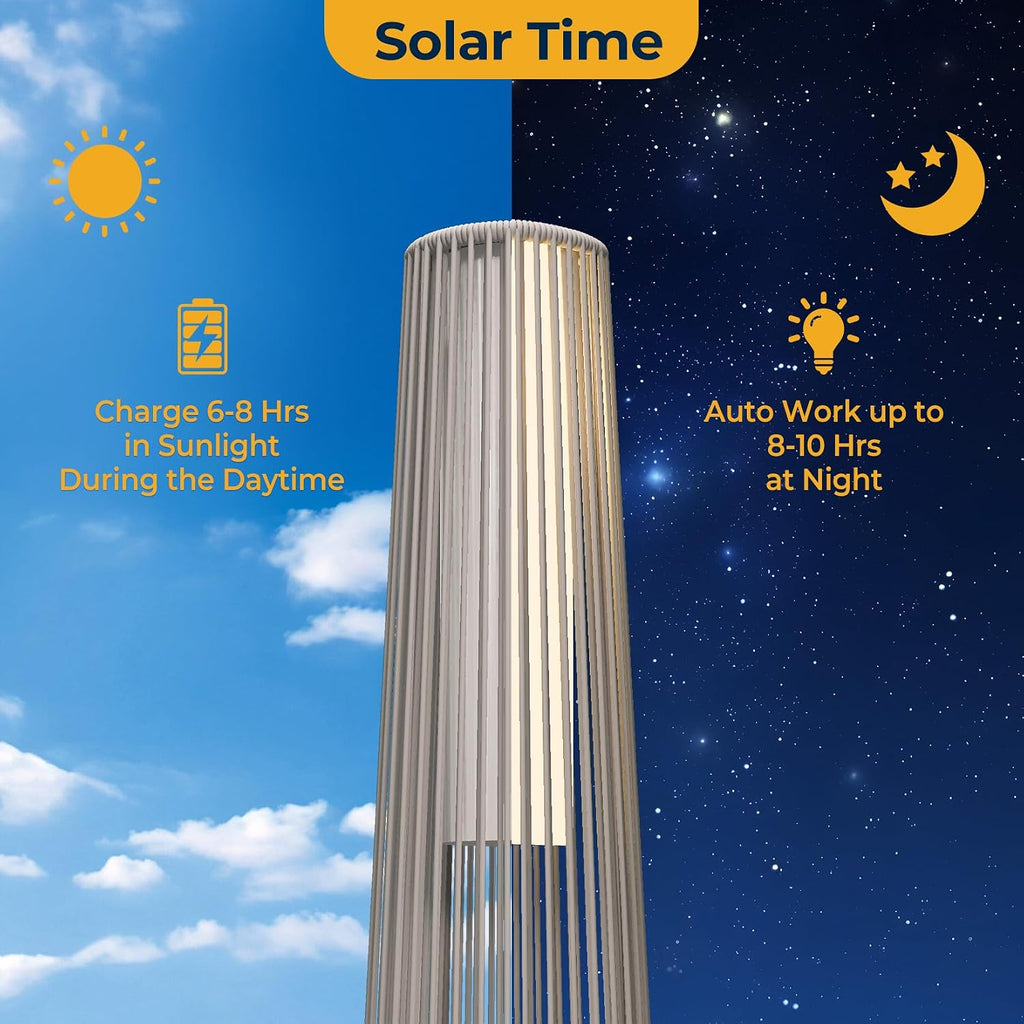 Grand patio Outdoor Floor Solar Light 2-Pack, Wicker Solar Patio Lamp Waterproof Outside Deck Lamp for Porch, Yard, Garden, Lawn Decorations - White, Gordes 2 PCS