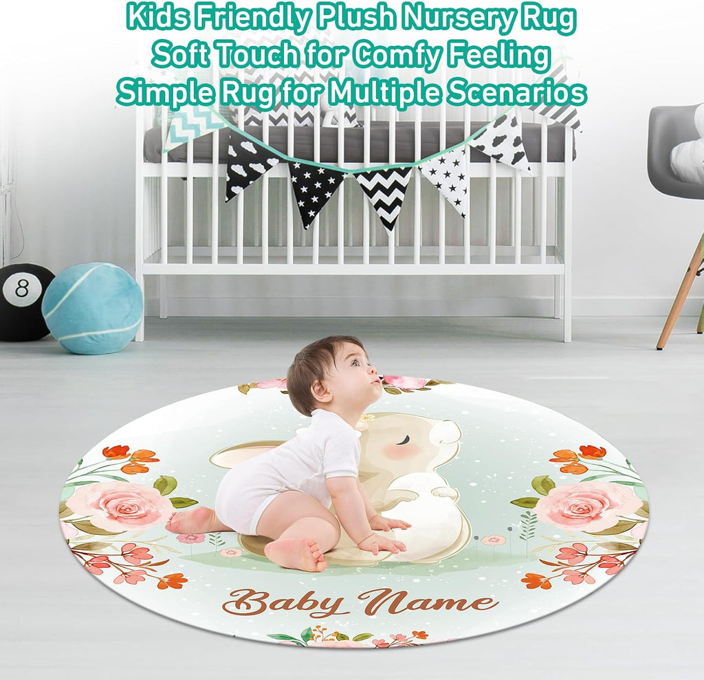 Dyoart Custom Nursery Crib Bedding Set: 5 Piece Rabbit Theme Baby Crib Sets for Girls Boy with Personalized Name - Toddler Double Layer Blanket Set,Comfortable Crib Bed Sheets for Toddlers