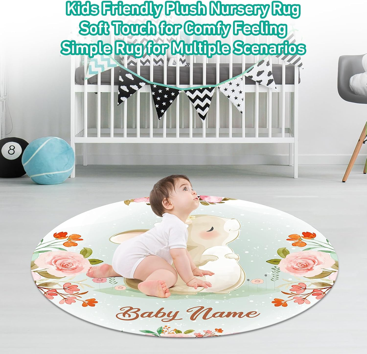 Dyoart Custom Nursery Crib Bedding Set: 5 Piece Rabbit Theme Baby Crib Sets for Girls Boy with Personalized Name - Toddler Double Layer Blanket Set,Comfortable Crib Bed Sheets for Toddlers