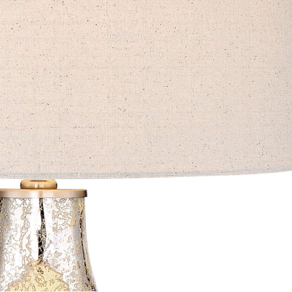 360 Lighting Waylon Modern 3-Way Table Lamp 28' Tall with Table Top Dimmer Mercury Glass Dimpled Textured Off White Drum Shade for Bedroom Living Room House Home Bedside Nightstand