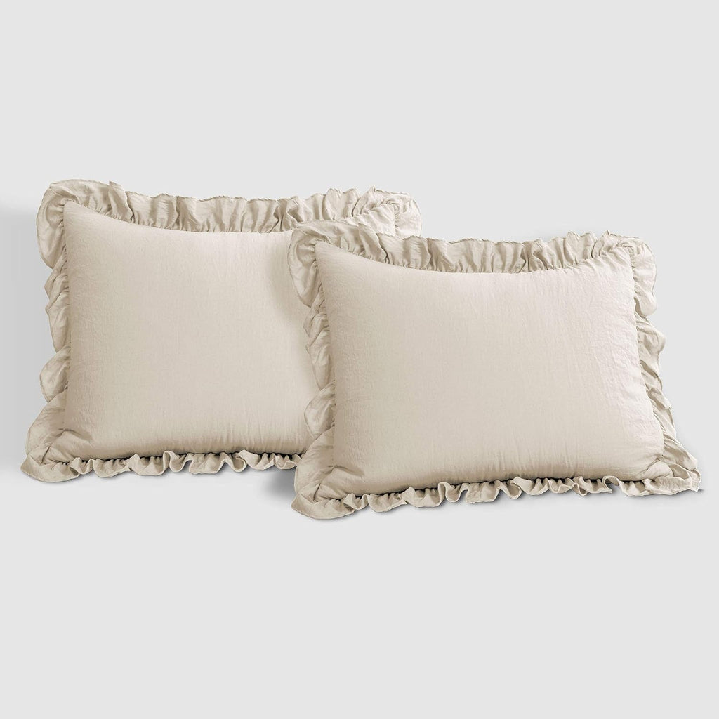 Lush Decor Reyna Ruffle Comforter Set, Full/Queen, Wheat, 3 Piece Cozy Bedding Set