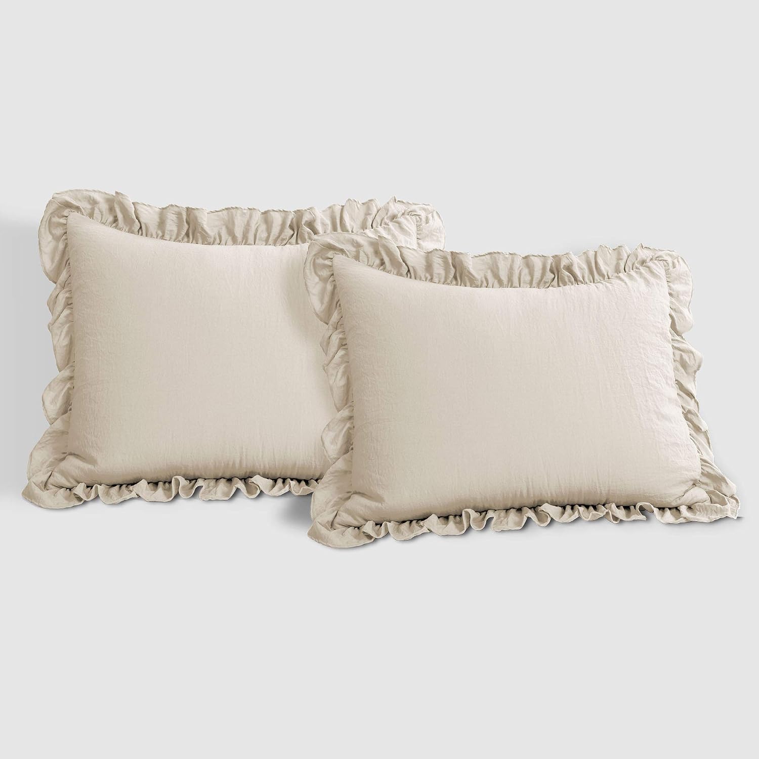 Lush Decor Reyna Ruffle Comforter Set, Full/Queen, Wheat, 3 Piece Cozy Bedding Set