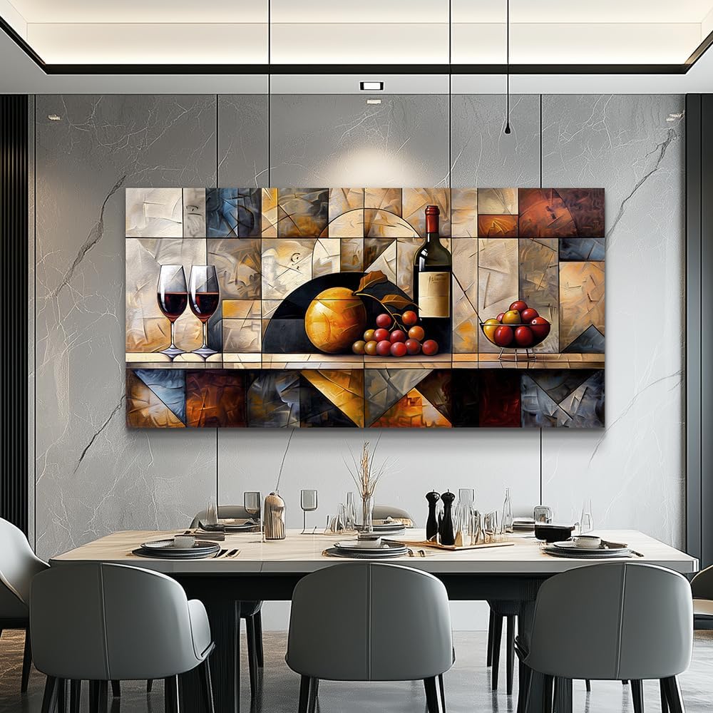 QIYILEXWART Canvas Wall Art For Living Room Large Wall Decor For Office Kitchen Decorations Wine Glass Landscape Pictures Farmhouse Painting Artwork Room Wall Mural Aesthetic Home Decor 30x60 In