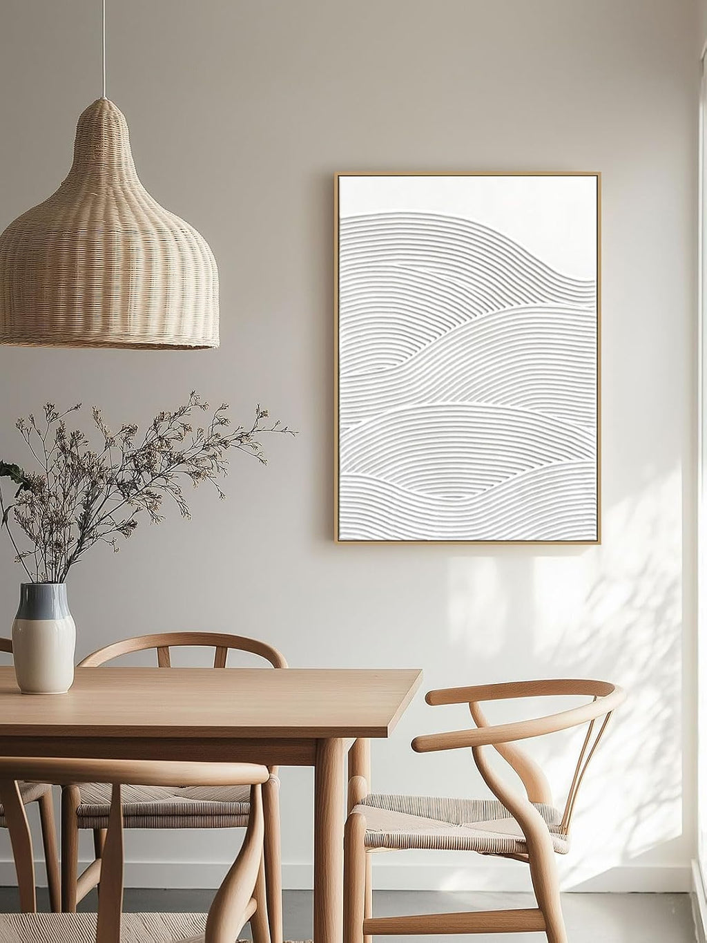Framed 3-Piece Neutral Abstract Textured Wall Art – Modern Boho Wall Décor for Living Room, Bedroom & Bathroom – Large 3D Framed Artwork for Contemporary Home Décor，20 x 28 inches x3 pieces