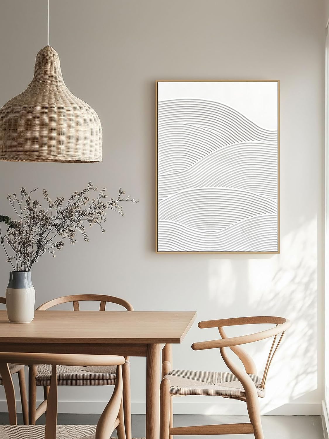 Framed 3-Piece Neutral Abstract Textured Wall Art – Modern Boho Wall Décor for Living Room, Bedroom & Bathroom – Large 3D Framed Artwork for Contemporary Home Décor，20 x 28 inches x3 pieces