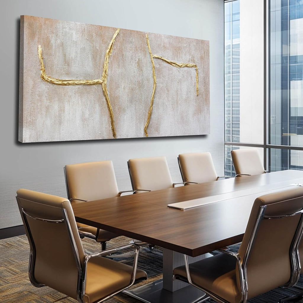 XIANSHOU Large Wall Art Canvas Pictures Gold Artwork Pink Wall Decor For Living Room Abstract Poster Arts for Office 29'x58'