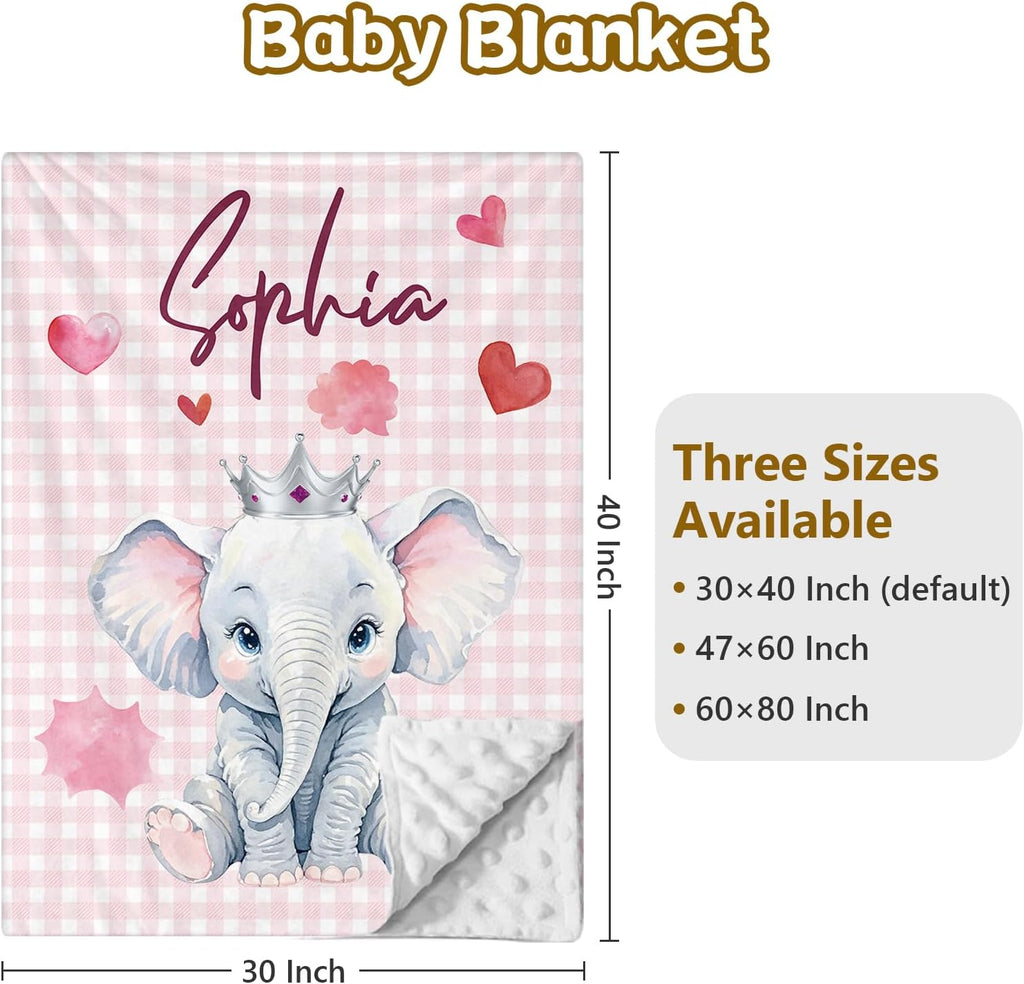 Terwex Personalized 5-Piece Baby Crib Bedding Set - Custom Name Nursery Set for Girls Boys, Soft Toddler Crib Set for Infant, Customized Gift, Pink Cute Elephant