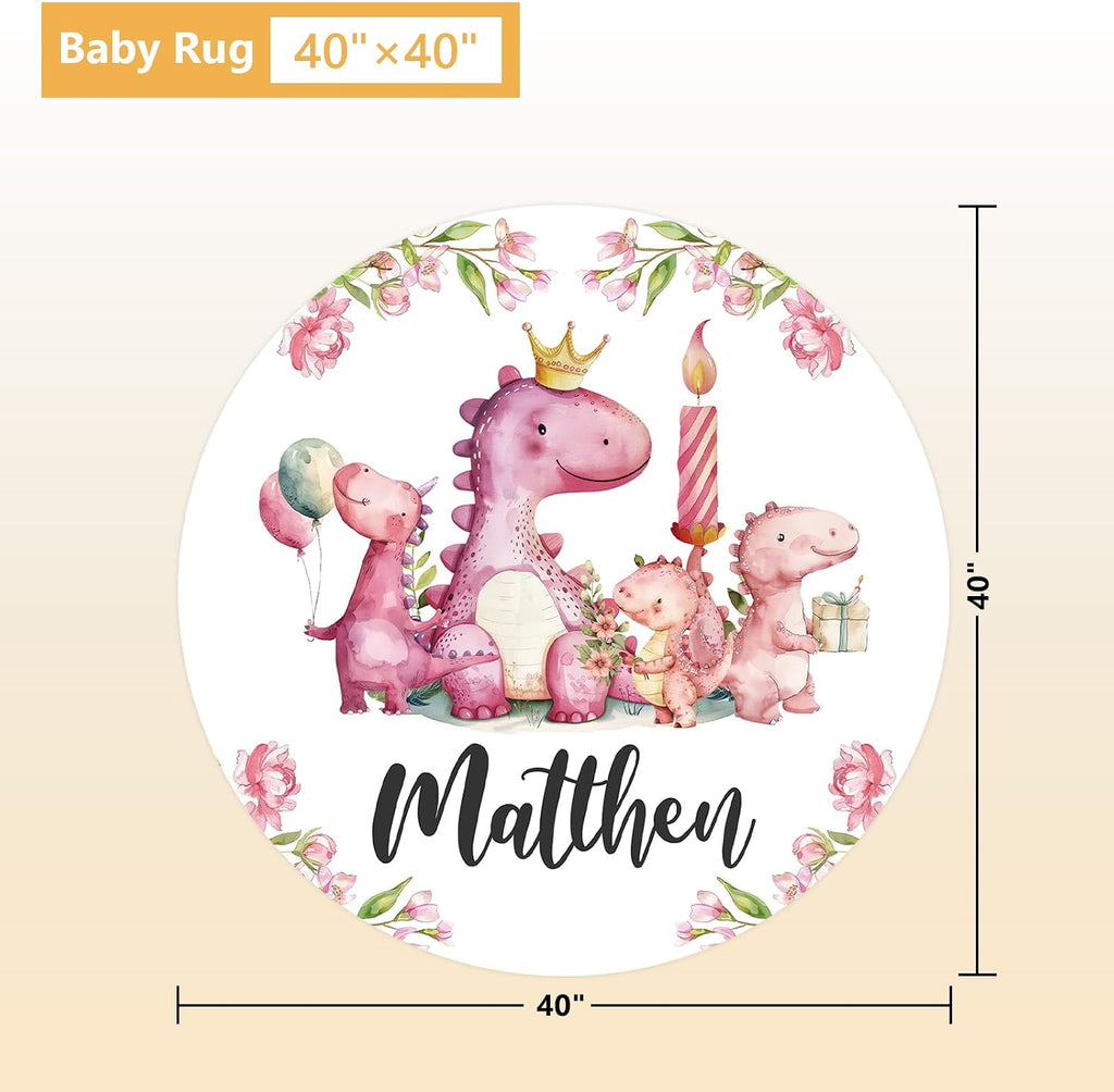 Terwex Custom Baby Crib Bedding Set - 5 Pcs Personalized Name Pink Dinosaurs Crib Set for Infants Toddlers Girls - Soft Double Layer Nursery Bedding Set - Customized Present for Birthday Baby Shower