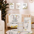TOOTANN Custom Baby Crib Bedding Set, 5 Pcs Personalized Name Baby Crib Sheets for Kid Toddler Infant, Sunflowers and Little Elephant Nursery Bedding Set
