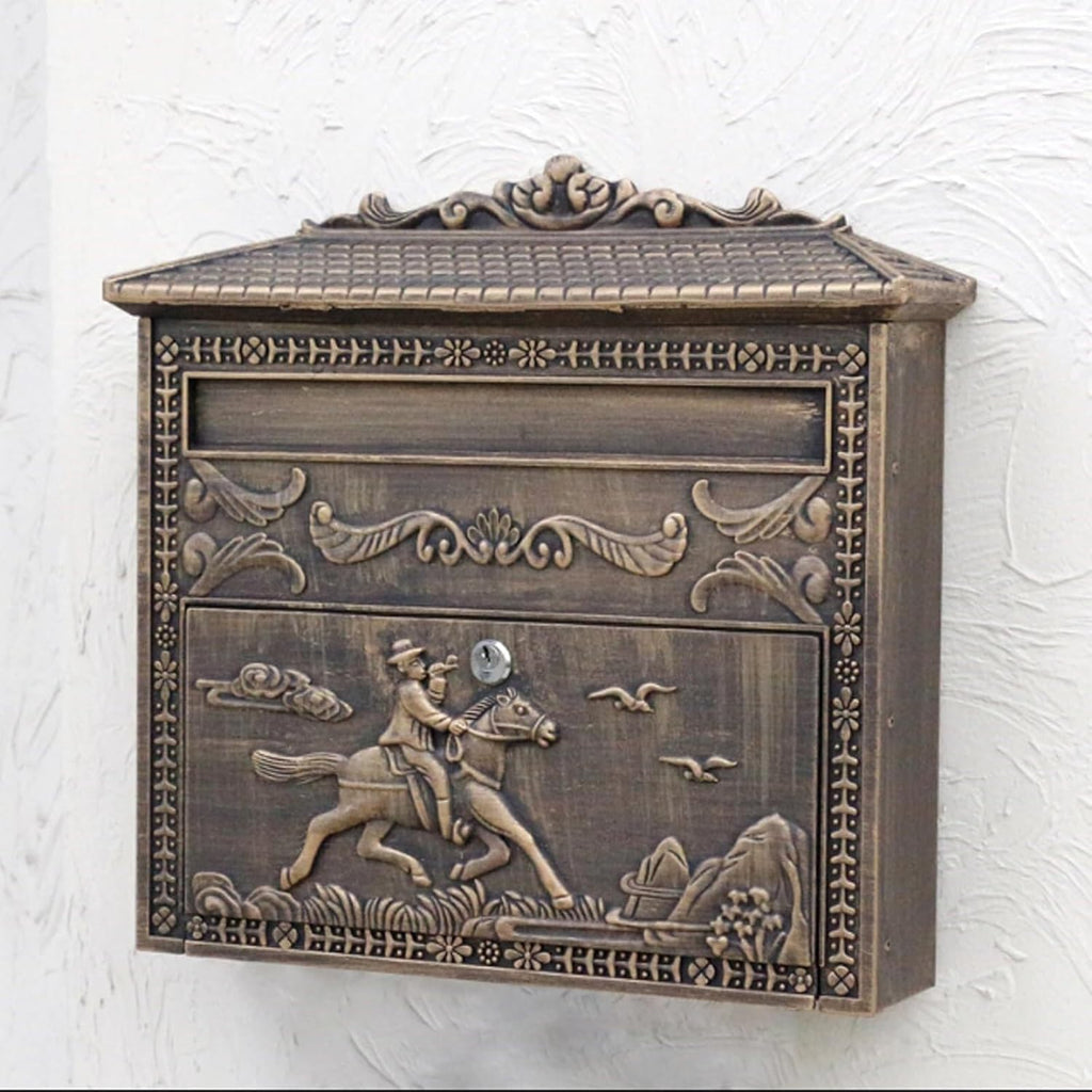 Wall Mounted Mailboxes for Outside Post Box Retro Cast Aluminum Mailbox Antique Suggestion Box for Front Door Fence Drop Box