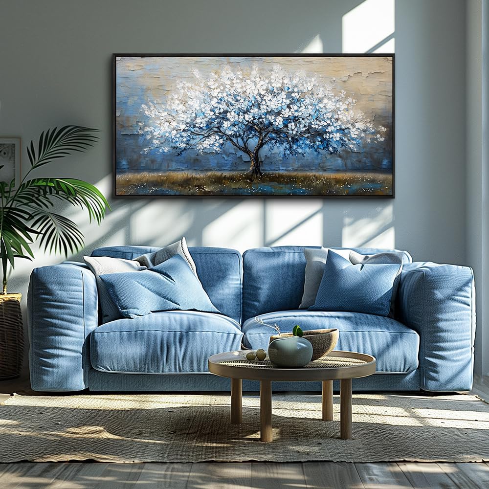 KELIYUAN Wall Art For Living Room Wall Decor For Bedroom Large Canvas Black Framed Wall Painting Abstract Tree Pictures Office Dining Room Decor Artwork Hotel Room Mural Home Decoration 30'X60'