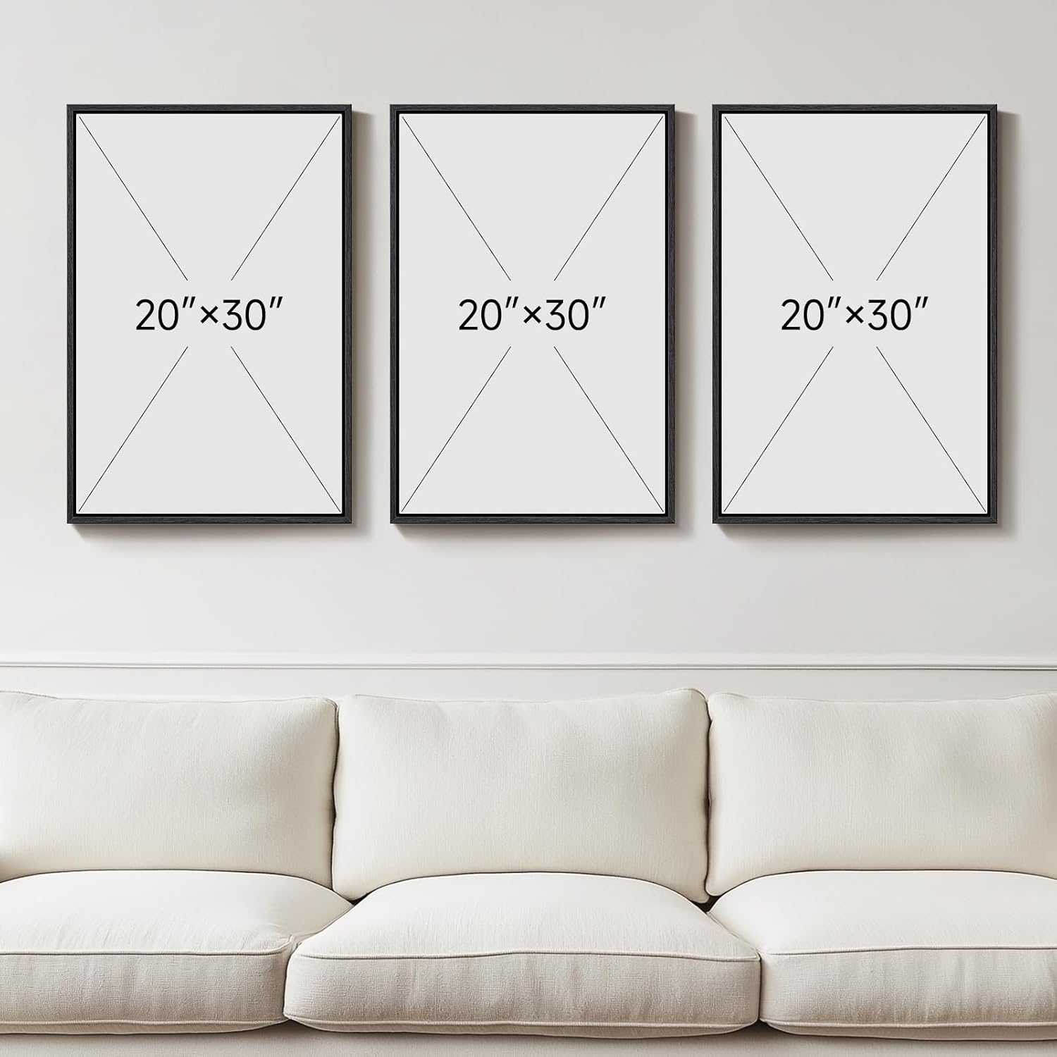 Large Framed Black and White Abstract Wall Art for Living Room, 3 Piece Canvas Prints Paintings Artwork for Walls, Modern Minimalist Pictures for Hallway Stair Office Wall Decor -Total Size 30x60 Inch
