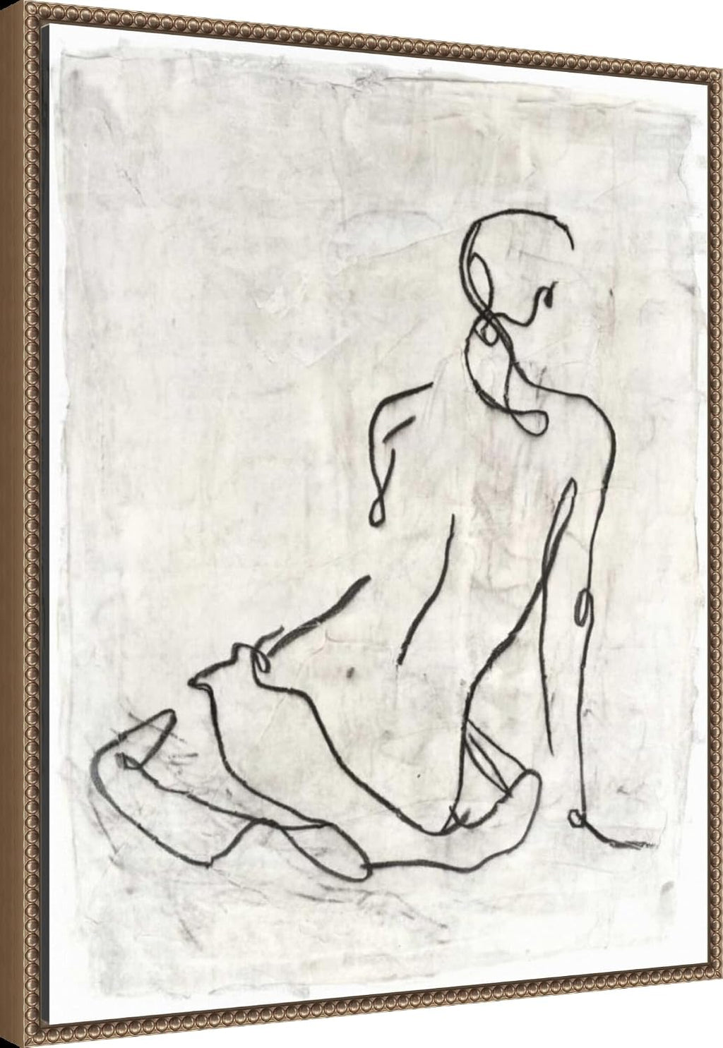 Amanti Art Framed Canvas Wall Art 28x23 Embellished Gestural Contour I (Nude) by Ethan Harper, Framed Wall Art Canvas, People Artwork, Traditional Decor, Medium Poster Painting for Living Room,