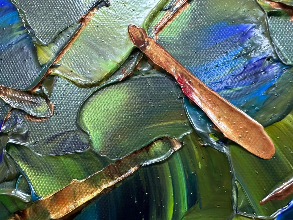 zoinart Textured Green Oil Painting on Canvas, Abstract Paintings Green Wall Art, Modern Wall Painting for Living Room Decor