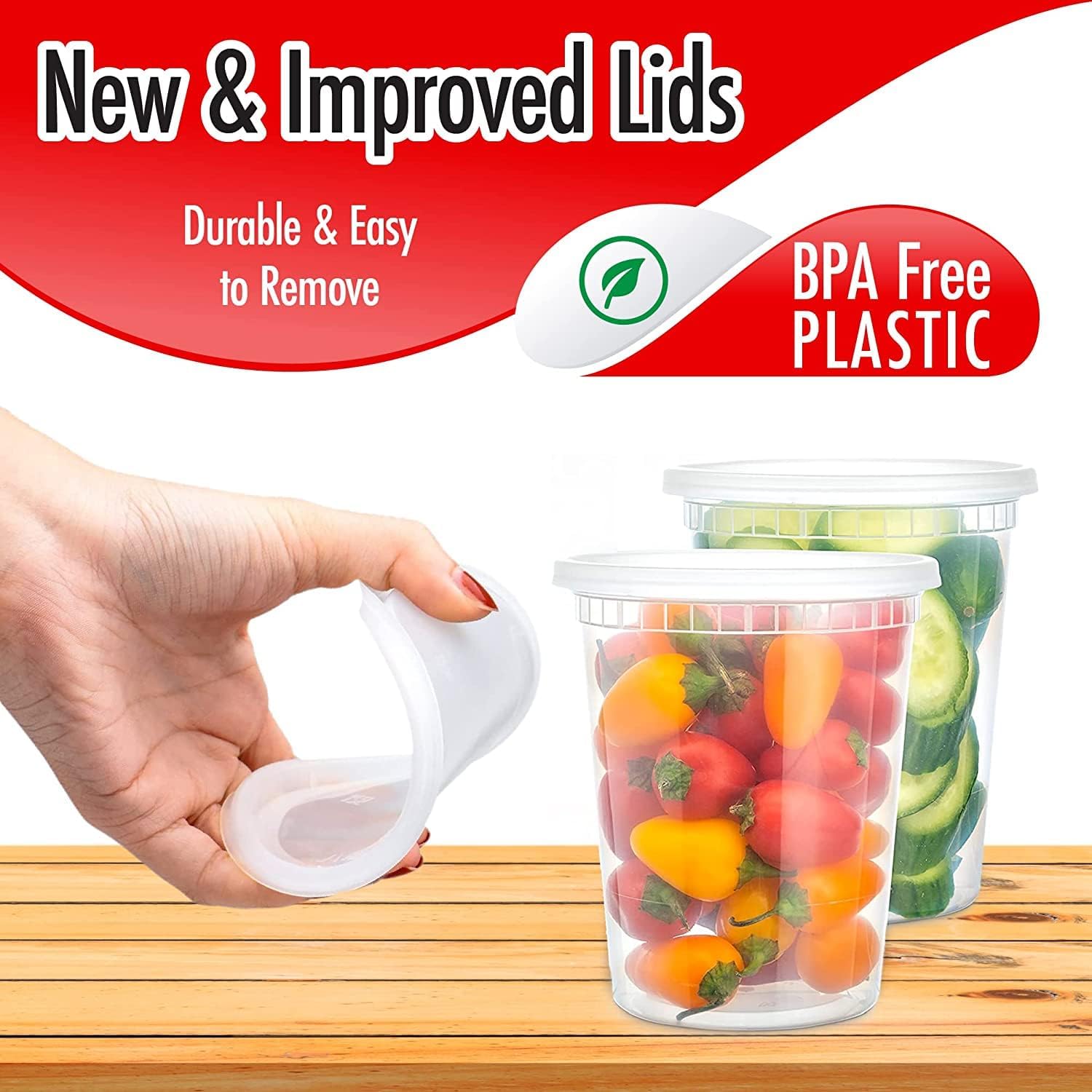 Deli Containers with Lids Leakproof - 240 Pack BPA-Free Plastic Microwaveable Clear Food Storage Container Premium Heavy-Duty Quality, Freezer & Dishwasher Safe (32oz 240 Sets)